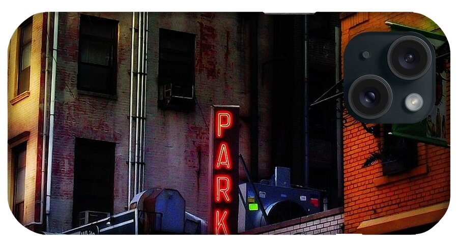 Parking Sign iPhone Case featuring the photograph Graffiti and Grand Old Buildings by Miriam Danar