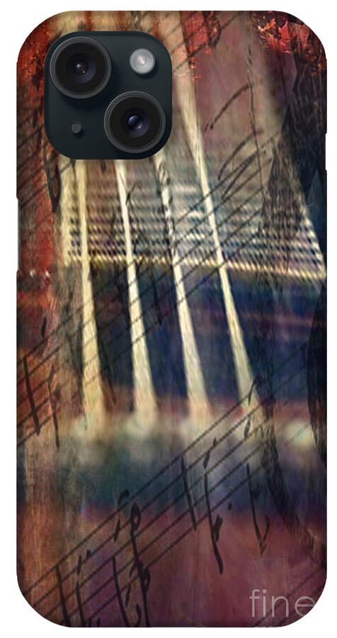 Guitar iPhone Case featuring the digital art Stringed Grunge by Greg Sharpe