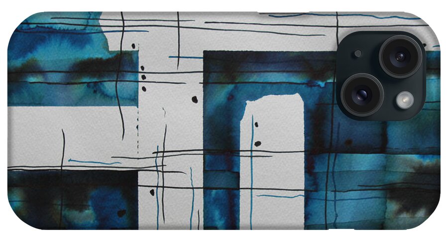 Blue iPhone Case featuring the painting Structure by Allison Fox