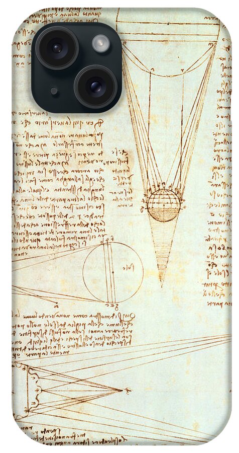 Studies Of The Illumination Of The Moon iPhone Case featuring the drawing Studies of the Illumination of the Moon by Leonardo Da Vinci