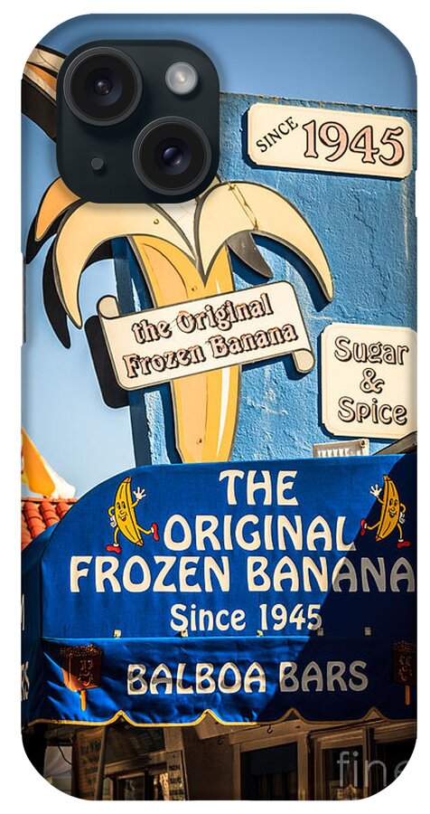 1945 iPhone Case featuring the photograph Sugar and Spice Frozen Banana Sign on Balboa Island by Paul Velgos