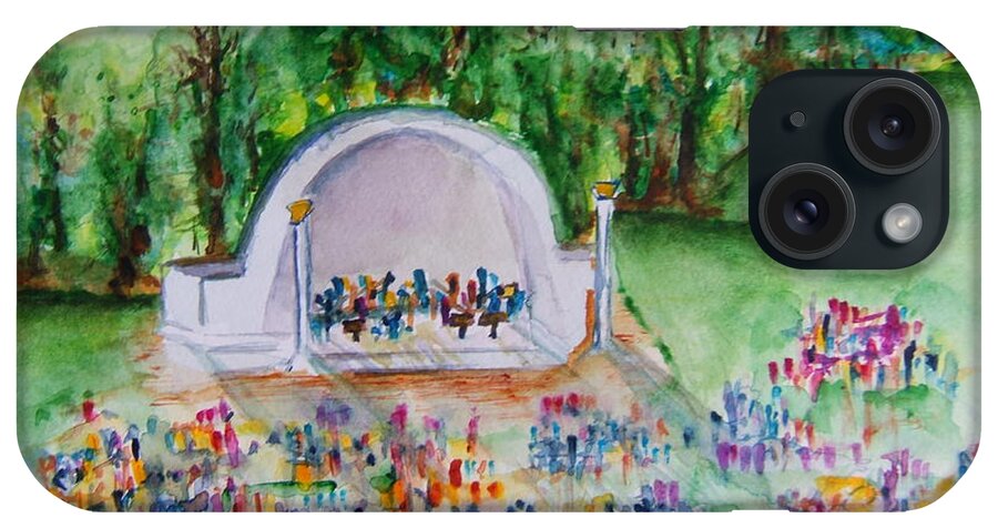 Devou Park iPhone Case featuring the painting Summer Concert in the Park by Elaine Duras