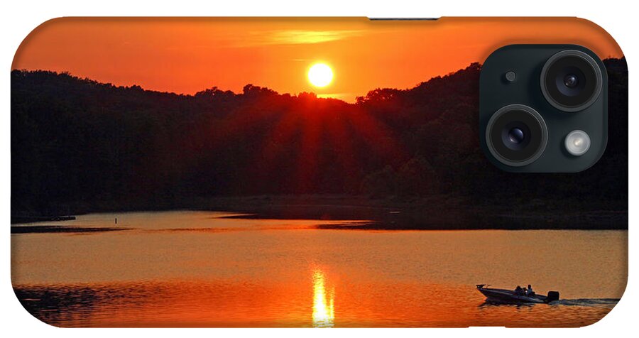Sunset iPhone Case featuring the photograph Summer Star Burst Sunset with Signature by Lorna Rose Marie Mills DBA Lorna Rogers Photography