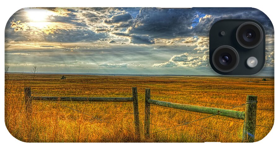 Landscape iPhone Case featuring the photograph Sun burst over the plains by Jim Boardman