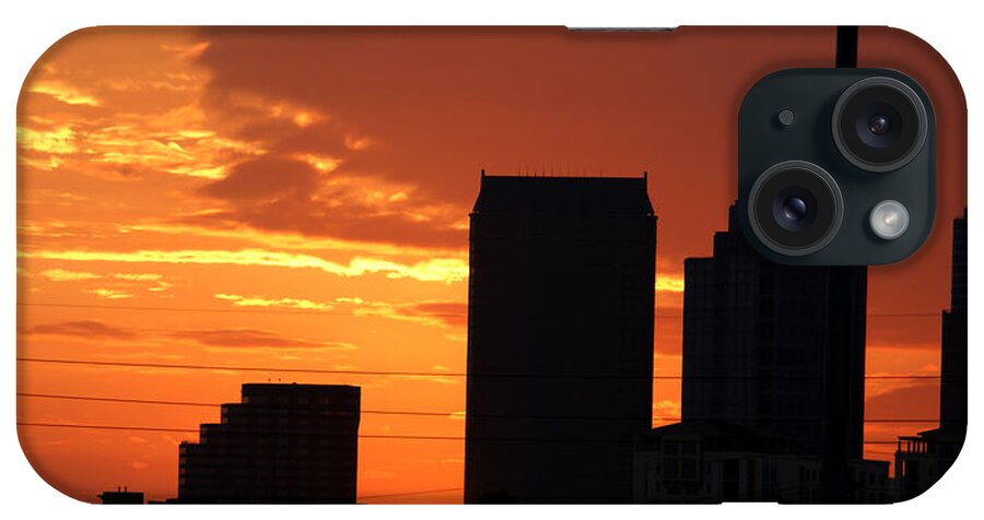Buildings iPhone Case featuring the photograph Sun setting on Downtown Tampa by Chauncy Holmes