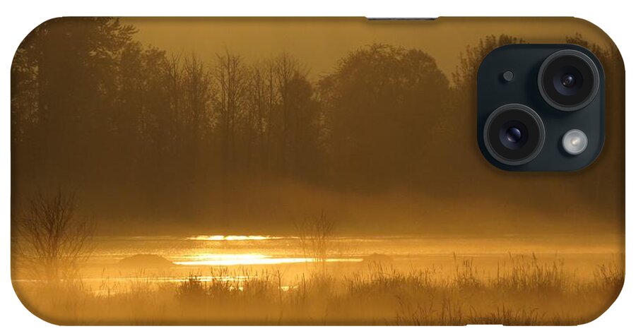 Misty Sunrise iPhone Case featuring the digital art Sun Up At The Refuge by I'ina Van Lawick