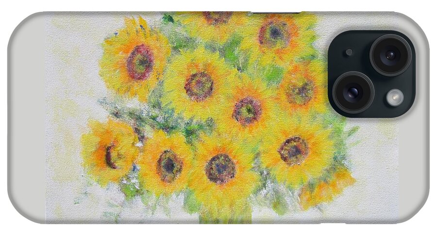 Impressionism iPhone Case featuring the painting Sunflower Bouquet by Glenda Crigger