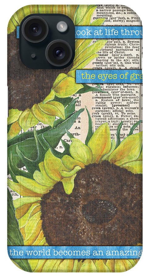 Floral iPhone Case featuring the painting Sunflower Dictionary 2 by Debbie DeWitt