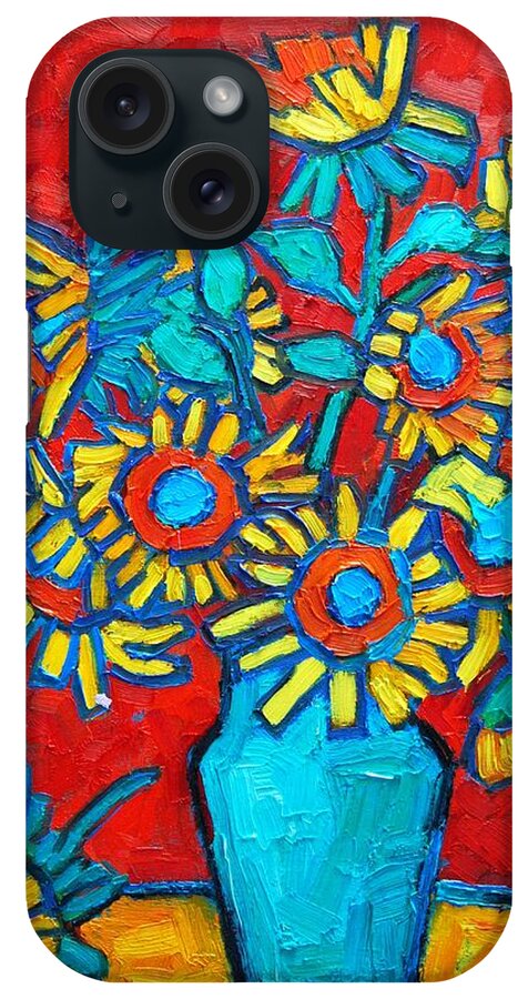 Sunflowers iPhone Case featuring the painting Sunflowers Bouquet by Ana Maria Edulescu