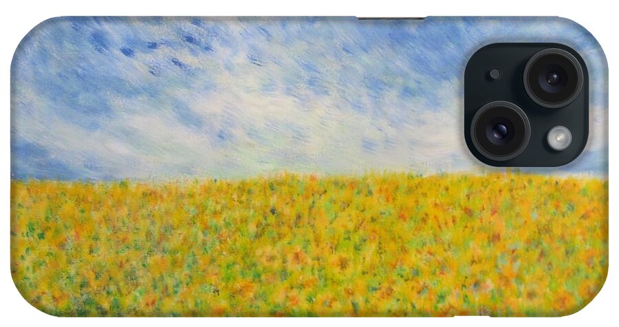 Impressionism iPhone Case featuring the painting Sunflowers Field in Texas by Glenda Crigger