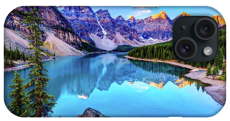 Tranquility iPhone Case featuring the photograph Sunrise At Moraine Lake by Wan Ru Chen