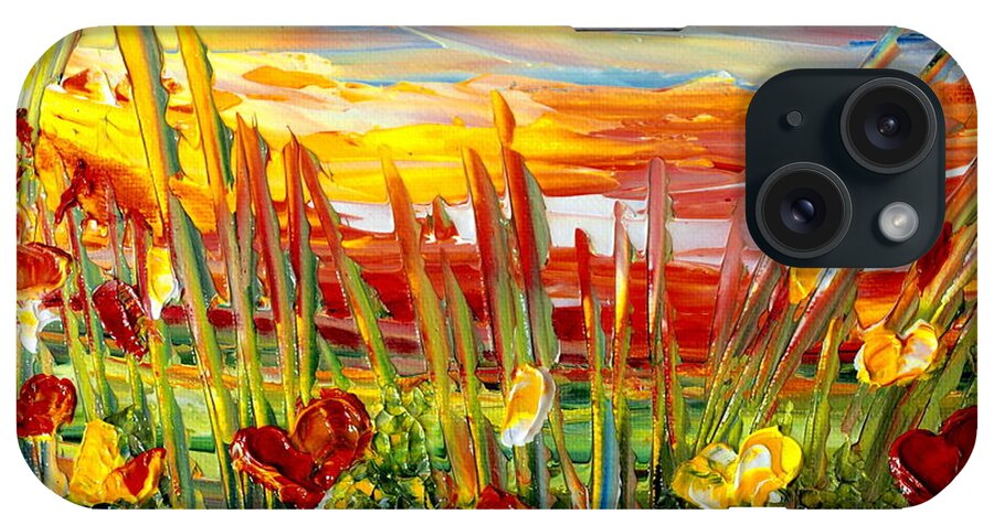 Sunrise iPhone Case featuring the painting Sunrise Meadow  by Teresa Wegrzyn