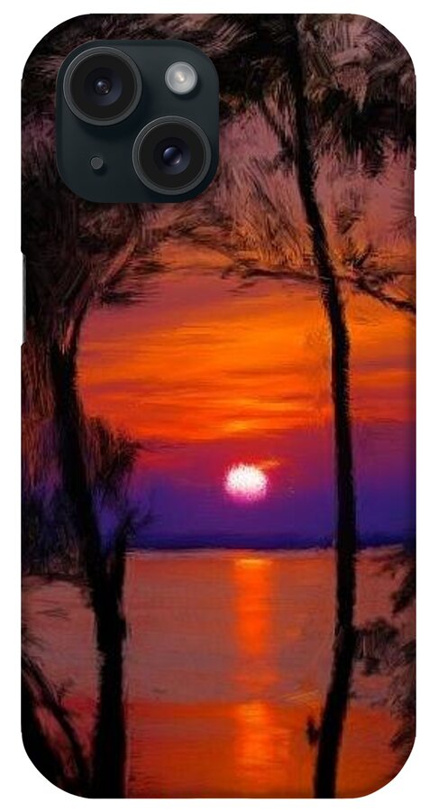 Sunset iPhone Case featuring the painting Sunrise on an Island by Bruce Nutting