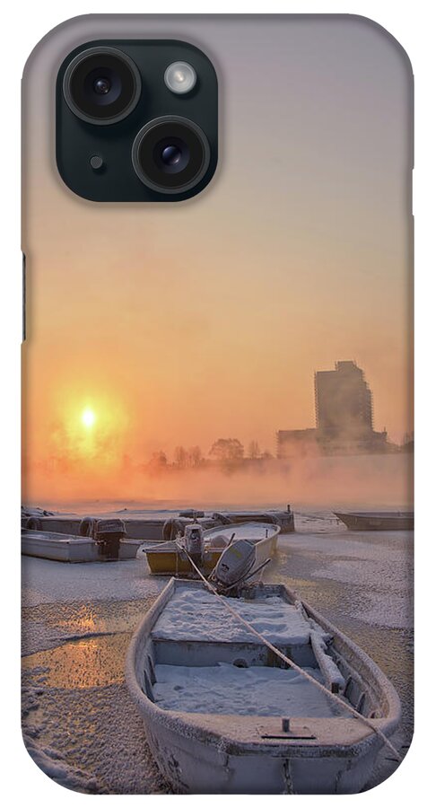 Tranquility iPhone Case featuring the photograph Sunrise On The Frozen River by Tokism