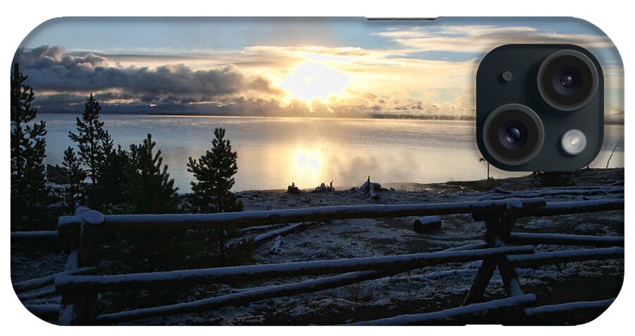 Yellowstone Lake iPhone Case featuring the photograph Sunrise on Yellowstone lake by Edward R Wisell