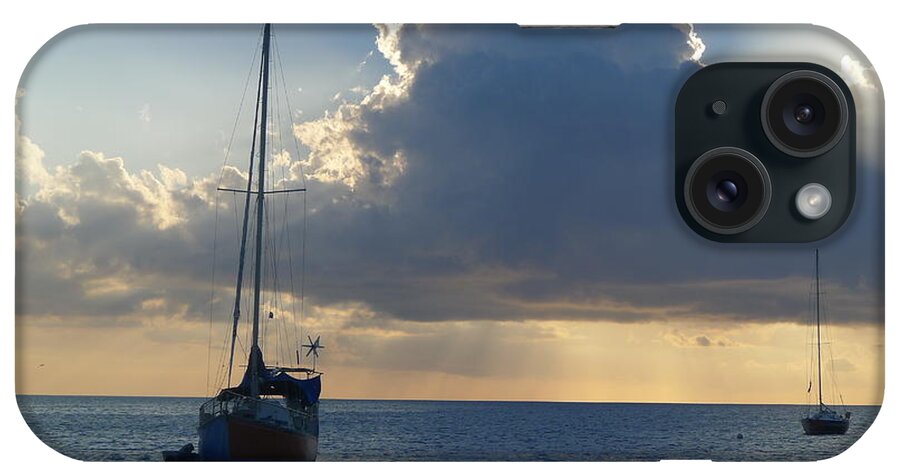  iPhone Case featuring the photograph Sunset and Boats - St. Lucia by Nora Boghossian