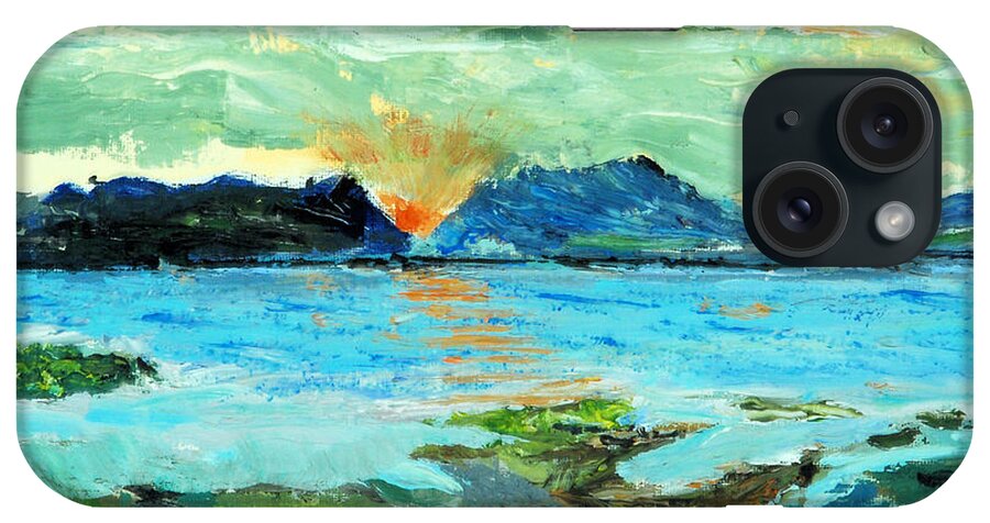 Water iPhone Case featuring the painting Sunset at Bic by Michael Daniels