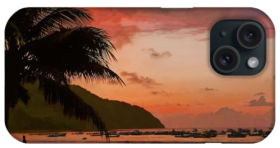 Julia Springer iPhone Case featuring the photograph Sunset at the Beach - Puerto Lopez - Ecuador by Julia Springer