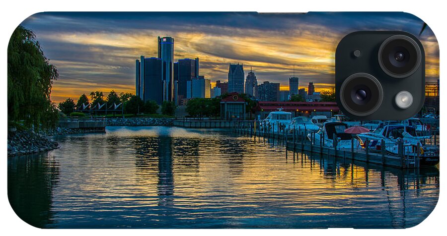 Detroit iPhone Case featuring the photograph Sunset at the docks by Pravin Sitaraman
