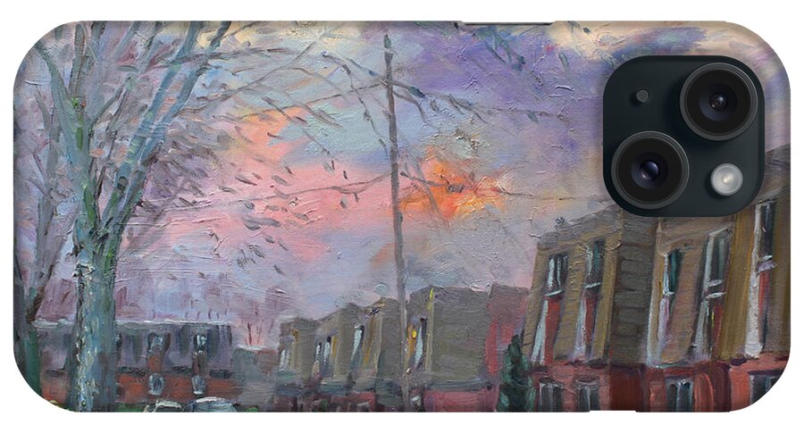 Sunset iPhone Case featuring the painting Sunset in Royal Park Apartments by Ylli Haruni