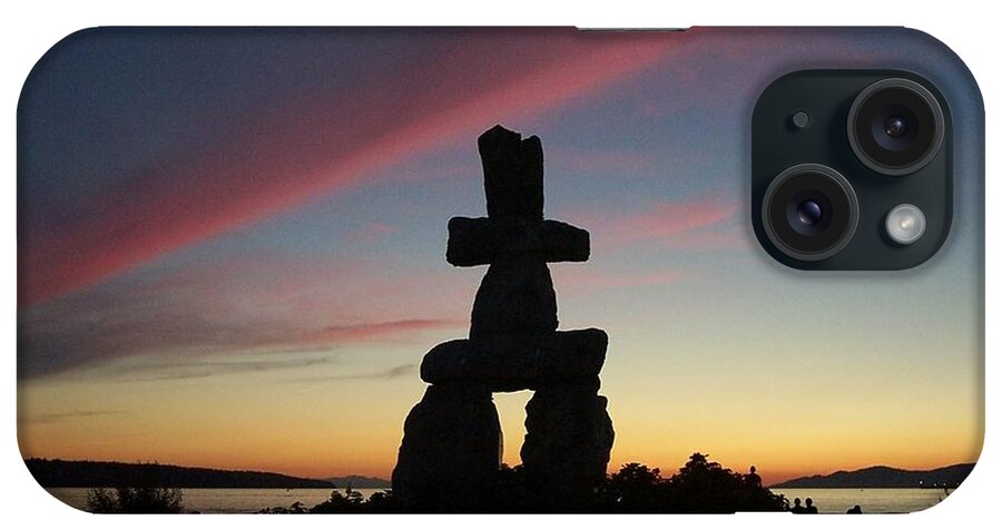 Photographs iPhone Case featuring the photograph Sunset Inukshuk by Brian Chase