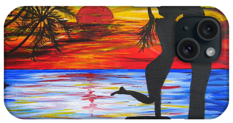 Sunset iPhone Case featuring the painting Sunset Kiss by Eric Johansen