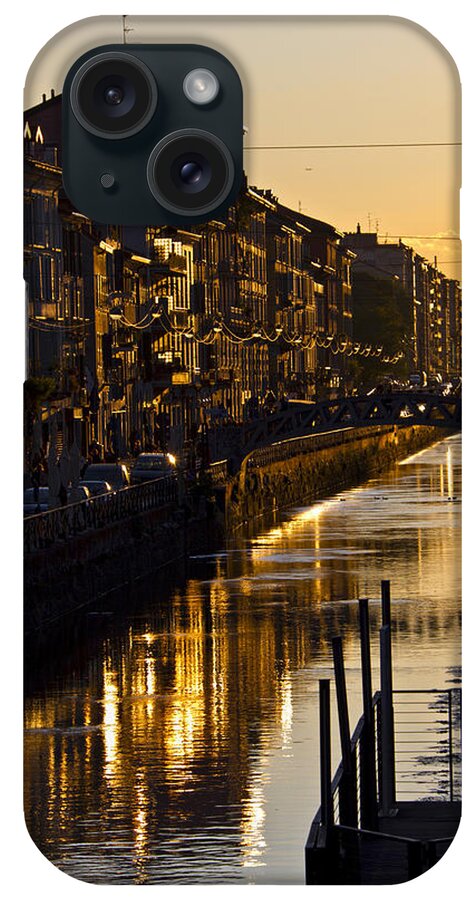 Milano iPhone Case featuring the photograph Sunset on the Navigli in Milan by Raffaella Lunelli