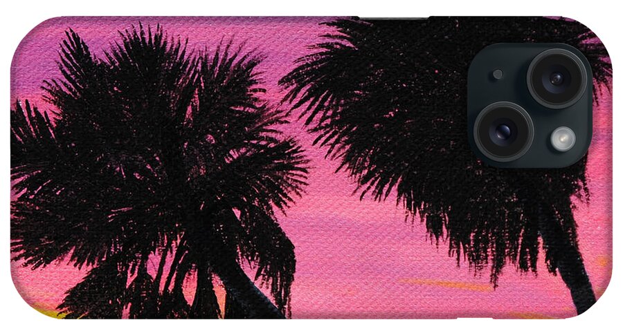 Sunset iPhone Case featuring the painting Sunset Palms at Fort Desoto by Jane Axman