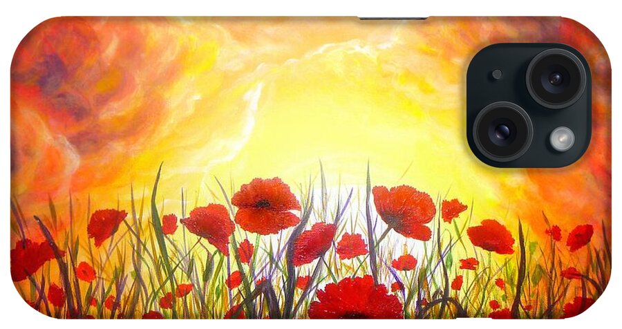 Original Art iPhone Case featuring the painting Sunset Poppies by Lilia S