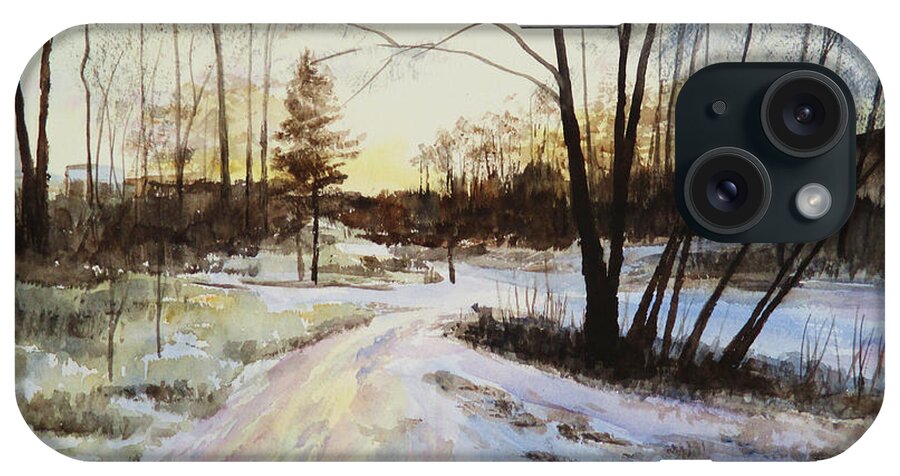 Sunset Reflections On Ice iPhone Case featuring the painting Sunset Reflections On Ice by Martin Howard