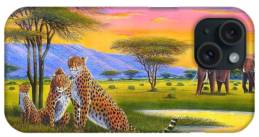 African Paintings iPhone Case featuring the painting Sunset Watch by Jane Wanjeri