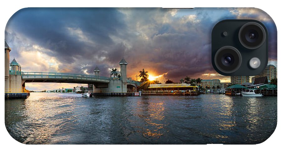 Boats iPhone Case featuring the photograph Sunset Waterway Panorama by Debra and Dave Vanderlaan