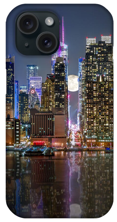 42nd Street iPhone Case featuring the photograph Super Moon at 42nd street by Eduard Moldoveanu