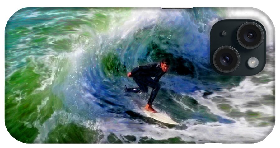 Surf 3 Off The Lip iPhone Case featuring the mixed media Surf 3 Off The Lip by Glenn McNary