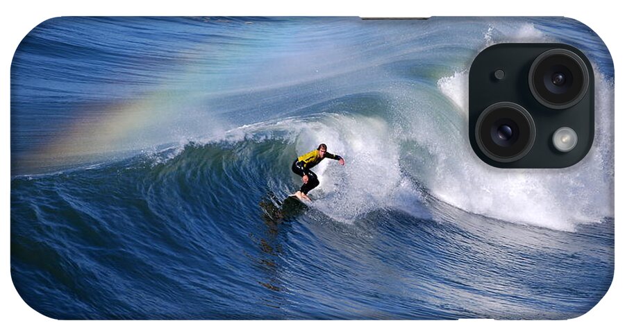 Rainbow iPhone Case featuring the photograph Surfing Under a Rainbow by Catherine Sherman