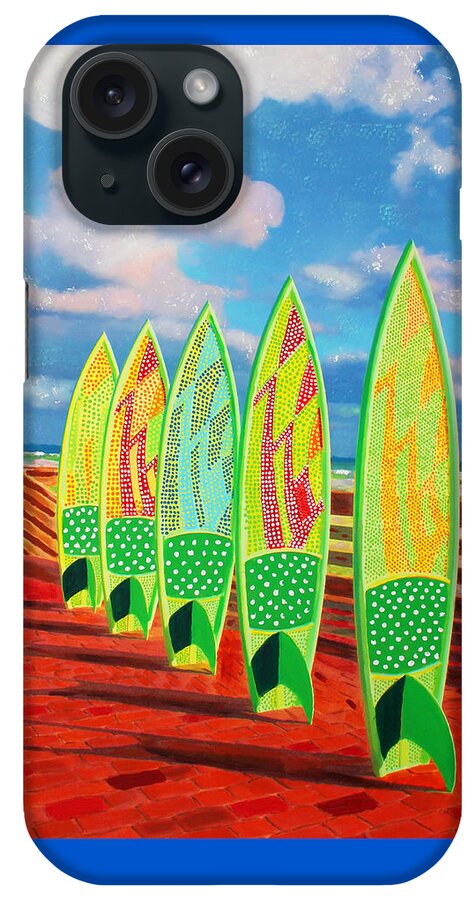 Surfboard iPhone Case featuring the painting Surfs Up by Deborah Boyd