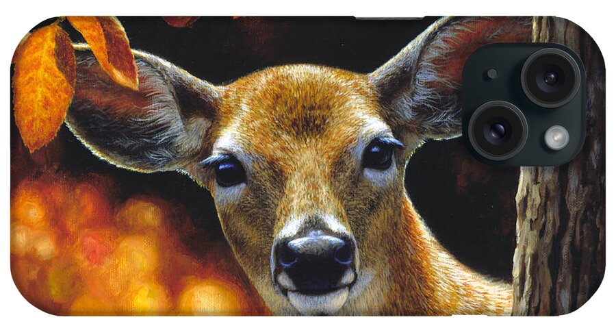 Doe iPhone Case featuring the painting Whitetail Deer - Surprise by Crista Forest