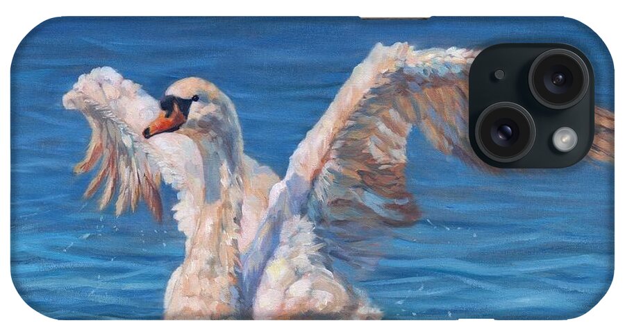 Swan iPhone Case featuring the painting Swan by David Stribbling