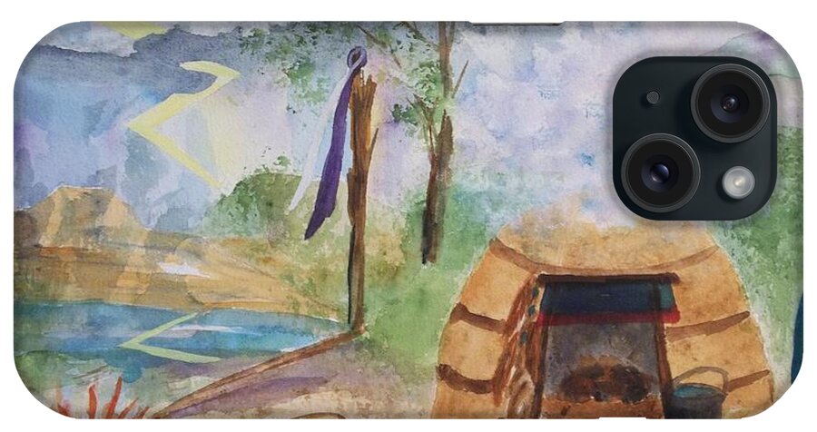 Sweat Lodge iPhone Case featuring the painting Sweat Lodge by Ellen Levinson