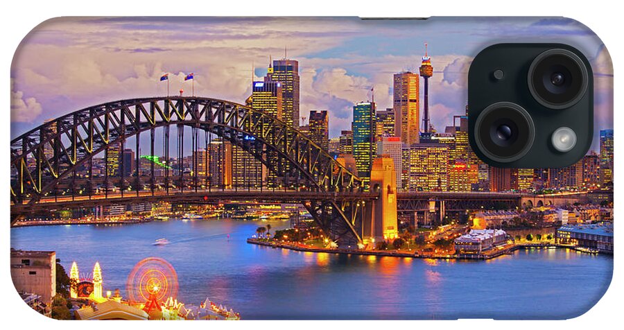 Financial District iPhone Case featuring the photograph Sydney Harbour Bridge And Sydney Skyline by Scott E Barbour