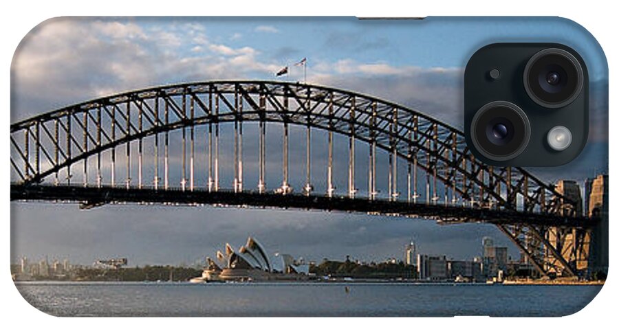Australia iPhone Case featuring the photograph Sydney Harbour Bridge at Dawn. Art photo digital download and wallpaper screensaver. DIY Print. by Geoff Childs