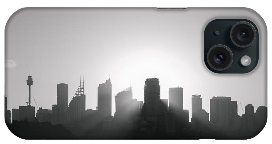 Architecture iPhone Case featuring the photograph Sydney's Evening B/W by Jola Martysz