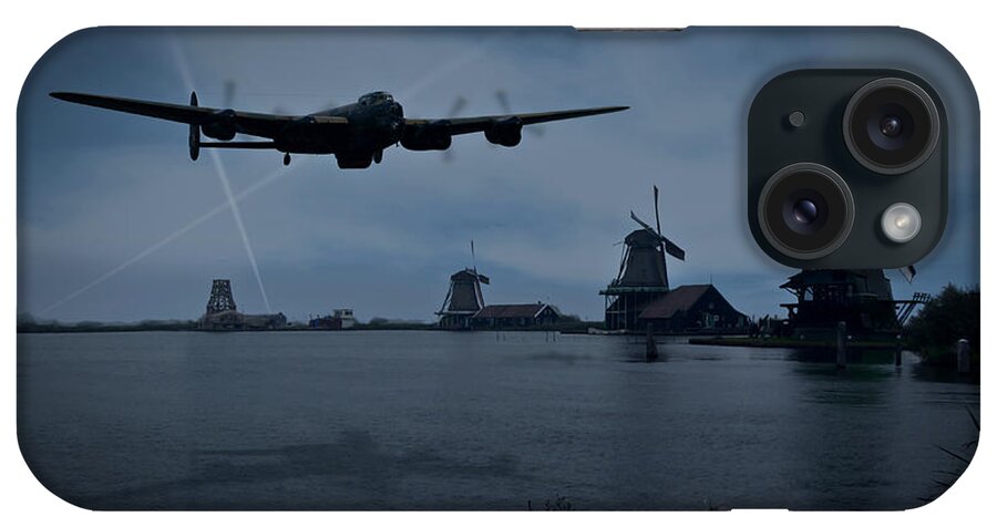 Avro Lancaster iPhone Case featuring the photograph Dambusters Lancaster T for Tommy en route to the Sorpe by Gary Eason