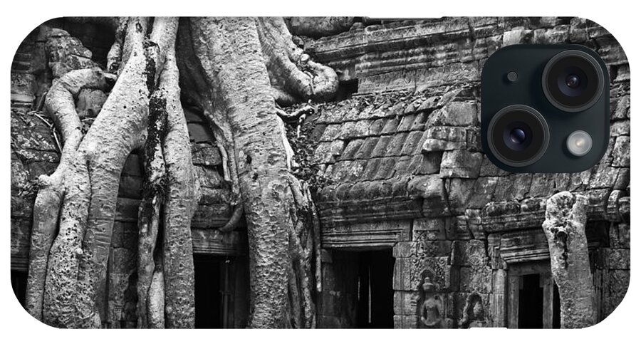 Cambodia iPhone Case featuring the photograph Ta Prohm Roots And Stone 01 by Rick Piper Photography
