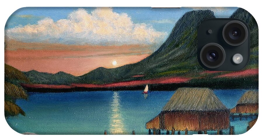 South iPhone Case featuring the painting Tahitian Sunset by Gordon Beck