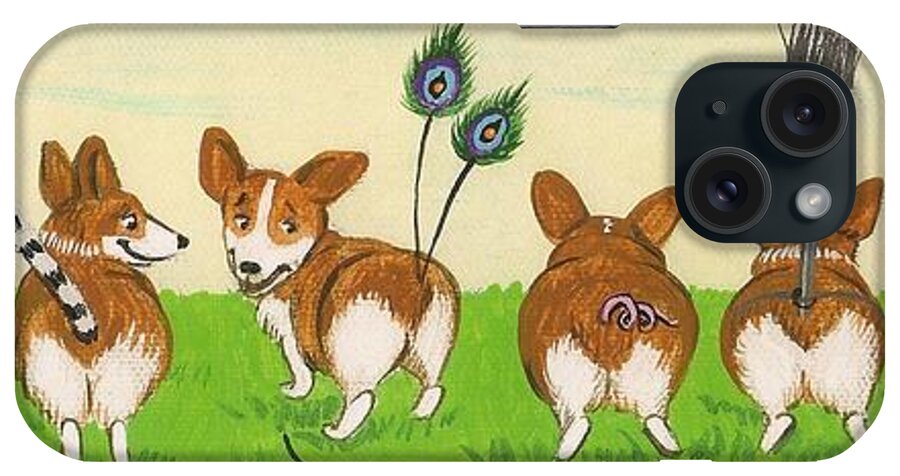 Print Of Painting iPhone Case featuring the painting Tail Competition by Margaryta Yermolayeva