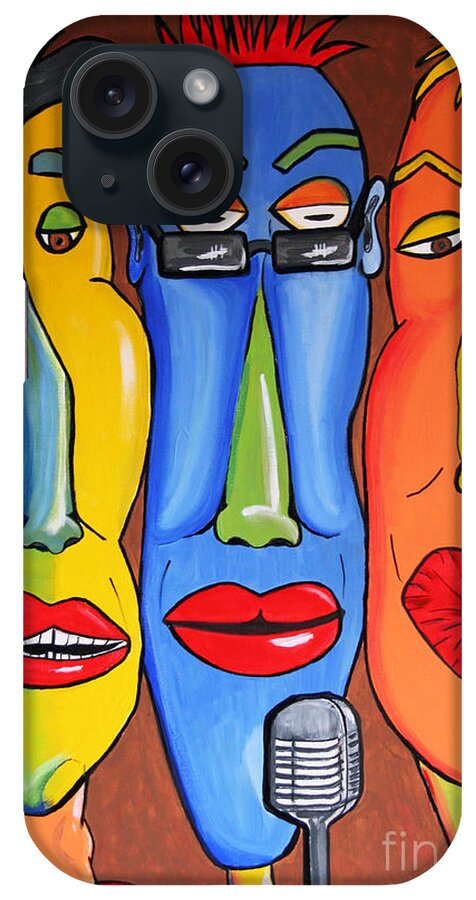 Pop Art iPhone Case featuring the painting Talking Heads by Vickie Scarlett-Fisher