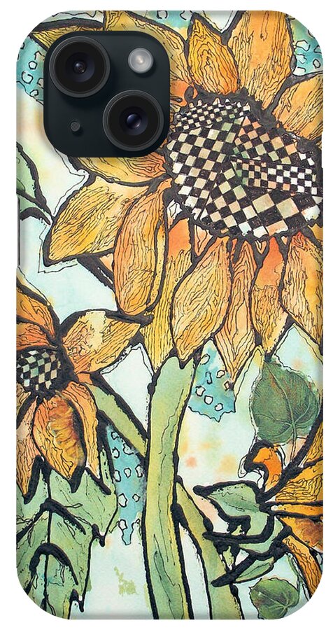 Flowers iPhone Case featuring the painting Tangled Sunflowers by Elise Boam