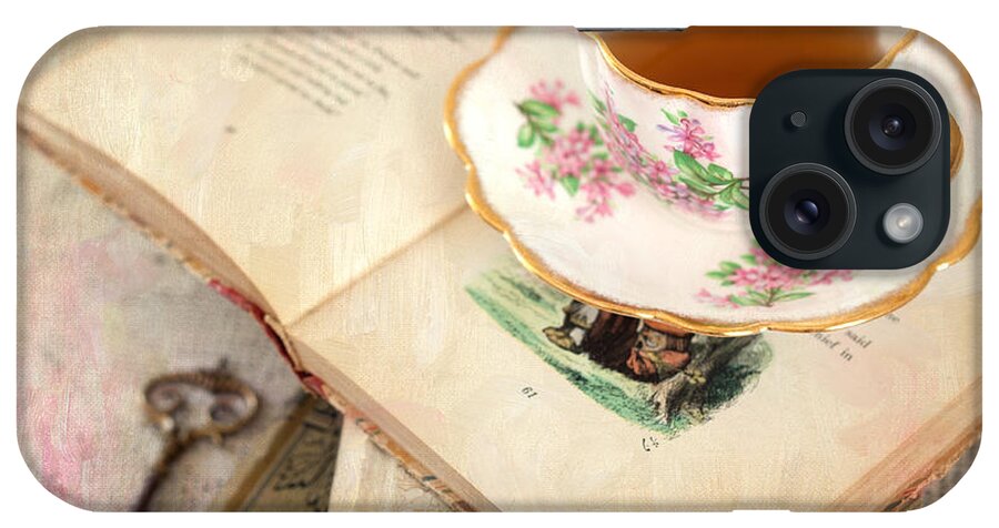 Teacup iPhone Case featuring the photograph Tea Cup and Vintage Books by June Marie Sobrito