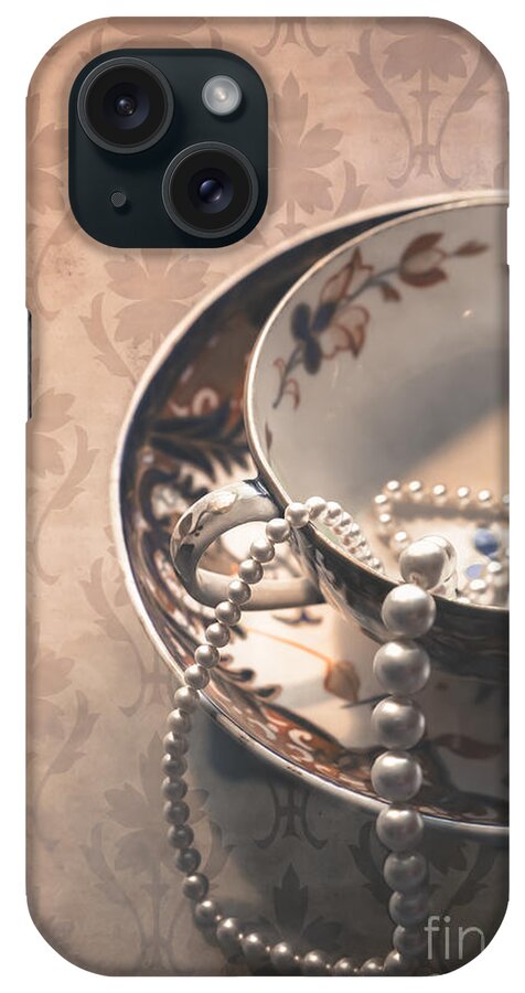 Cup And Saucer iPhone Case featuring the photograph Teacup and Pearls by Jan Bickerton